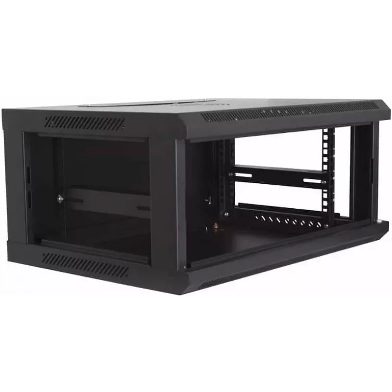 Caja de servidor DSIT DS6604 4U para montaje en pared con puerta de cristal, 600x600x280 mm, negro