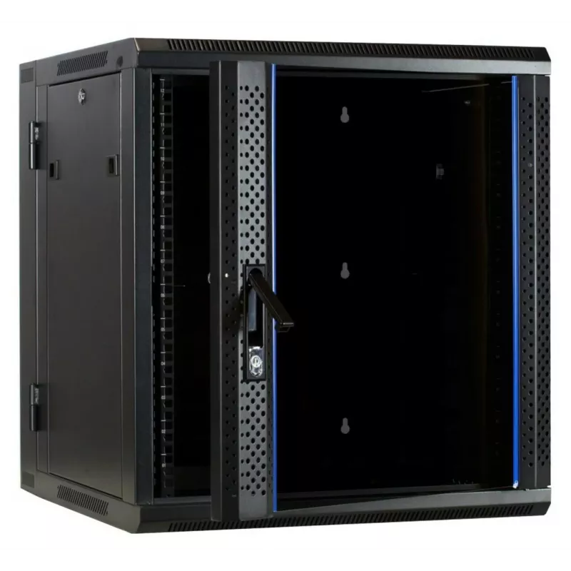 Armario de servidor reversible de montaje en pared DSIT DS6612-DOUBLE con puerta de cristal, 600 mm de ancho