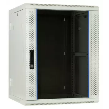 DSIT DS6615W-DOUBLE Armario de servidor reversible de pared 6U con puerta de vidrio templado, blanco (600x450x370 mm)