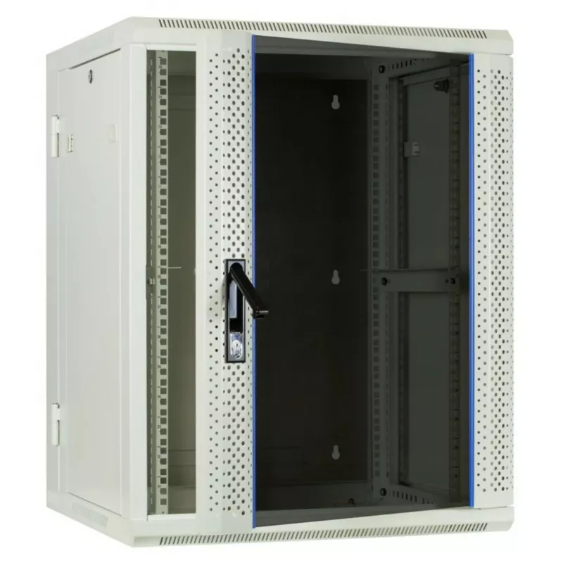 DSIT DS6615W-DOUBLE Armario de servidor reversible de pared 6U con puerta de vidrio templado, blanco (600x450x370 mm)