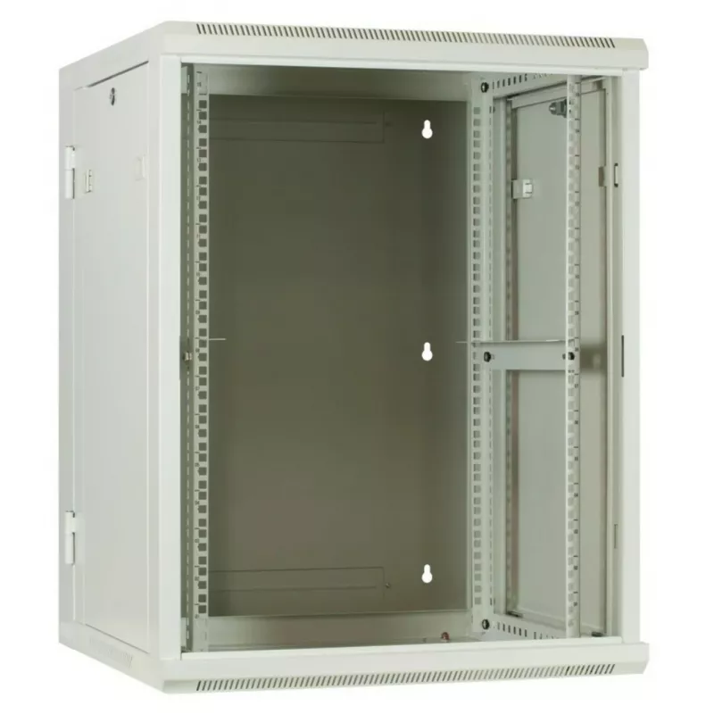 DSIT DS6615W-DOUBLE Armario de servidor reversible de pared 6U con puerta de vidrio templado, blanco (600x450x370 mm)
