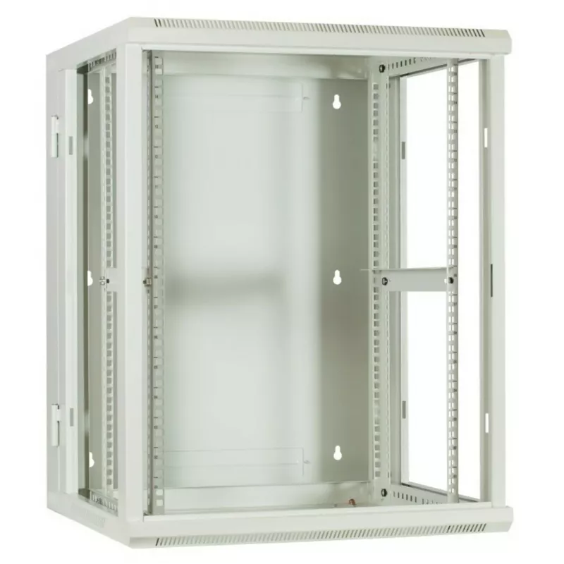DSIT DS6615W-DOUBLE Armario de servidor reversible de pared 6U con puerta de vidrio templado, blanco (600x450x370 mm)