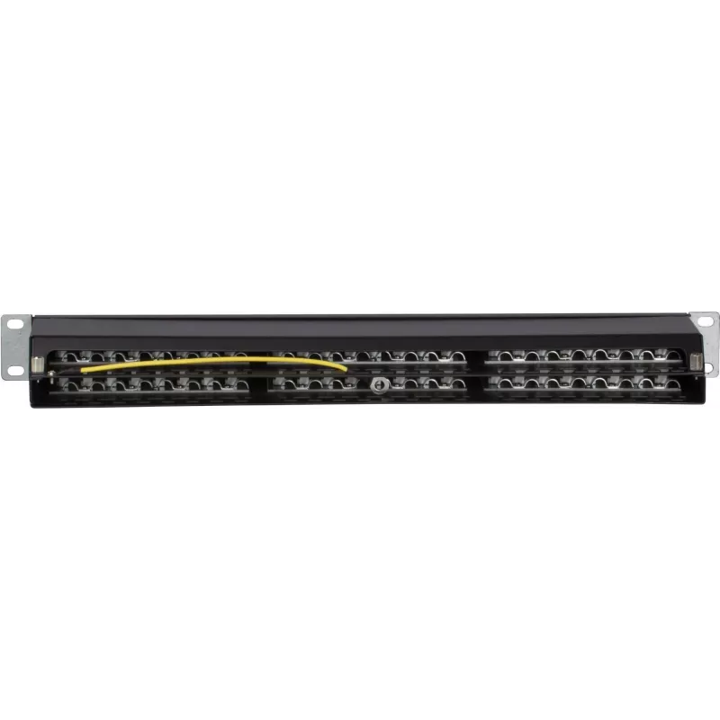 DS-IT Panel de parcheo blindado CAT6 FTP 48 puertos 19 inch 2U, negro