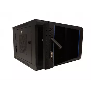 DSIT DS6606ZP-DOUBLE armario de red de pared abatible 6U con puerta de cristal, 600x450x370 mm, negro
