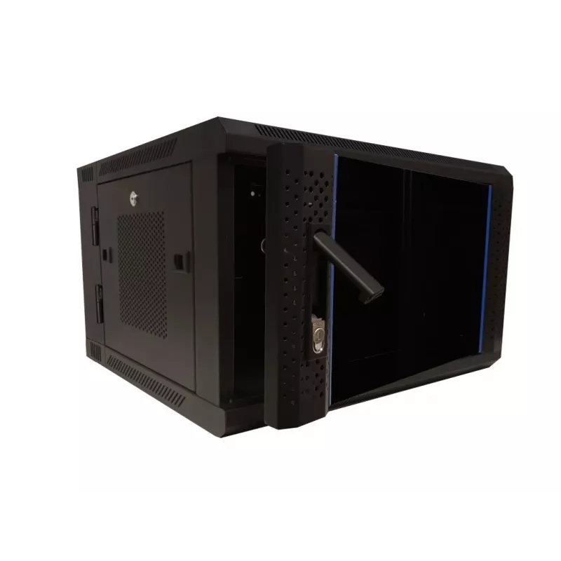 DSIT DS6606ZP-DOUBLE armario de red de pared abatible 6U con puerta de cristal, 600x450x370 mm, negro