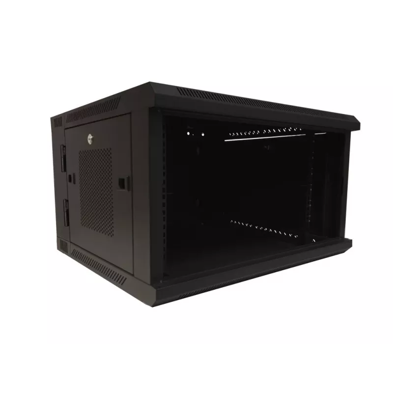 DSIT DS6606ZP-DOUBLE armario de red de pared abatible 6U con puerta de cristal, 600x450x370 mm, negro