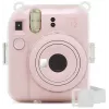 Fujifilm Instax Mini 12 funda con purpurina - funda transparente con purpurina para cámara con correa ajustable, cierre magnético, protección a medida de piel sintética y PVC para Instax Mini 12