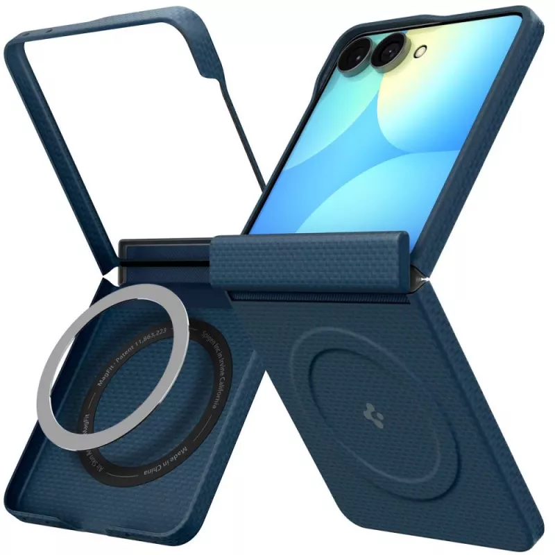 Funda MagSafe SPIGEN AirSkin Aramid para Samsung Galaxy Z Flip 8 - azul marino