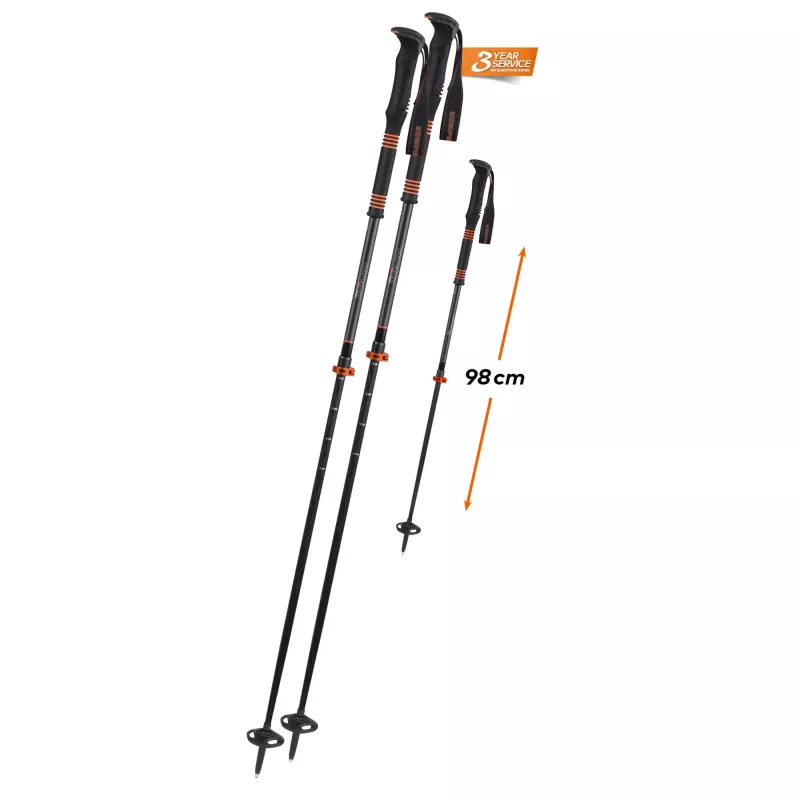Komperdell Carbon C2 Bastones de esquí de travesía ultraligeros - Negro/Naranja