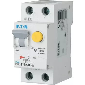Eaton PXK-B16/1N/003-F Interruptor combinado RCBO, B16 1P+N 30mA Tipo A, 230V, 6kA, 2TE