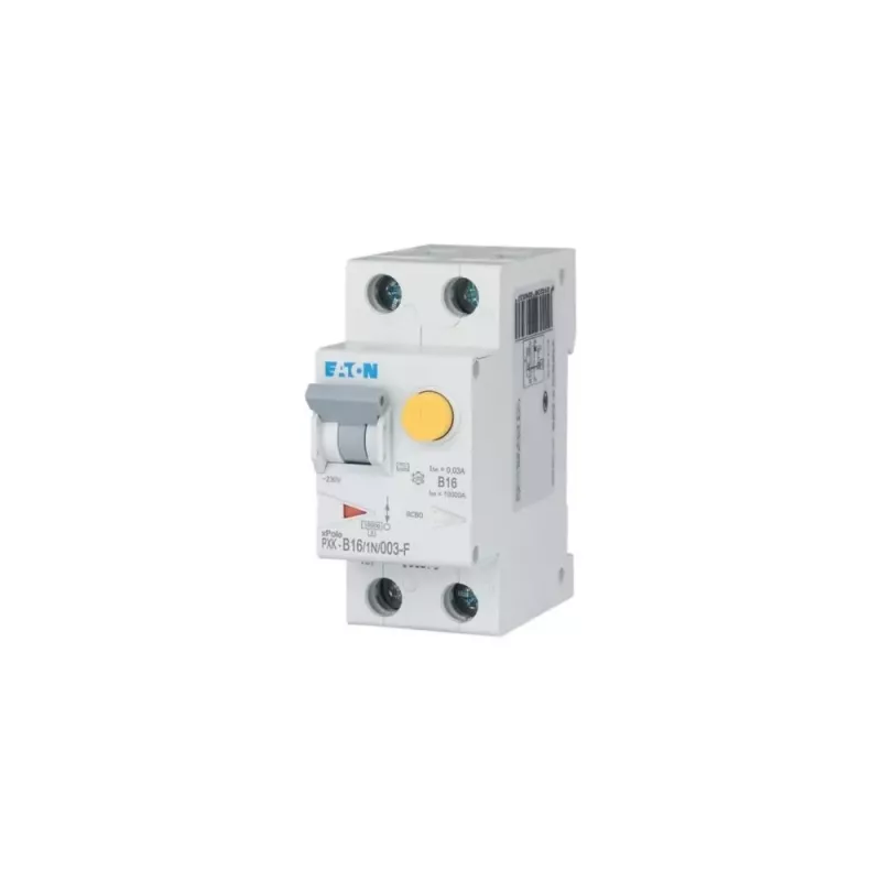 Eaton PXK-B16/1N/003-F Interruptor combinado RCBO, B16 1P+N 30mA Tipo A, 230V, 6kA, 2TE