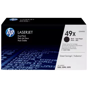 Pack doble de cartuchos de tóner HP 49X High Yield Negro (Q5949XD)