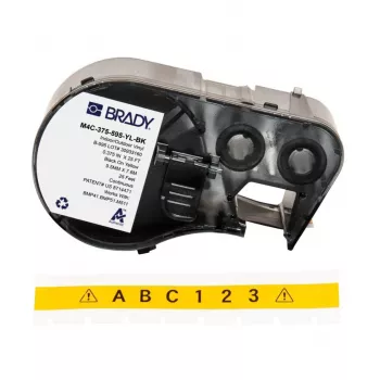 Etiqueta de vinilo autolaminada Brady M4C-375-595-YL-BK para impresoras BMP41/BMP51/BMP53/M511, Blanco/Transparente, 25,4 mm x 50,8 mm, rollo de 6,4 m
