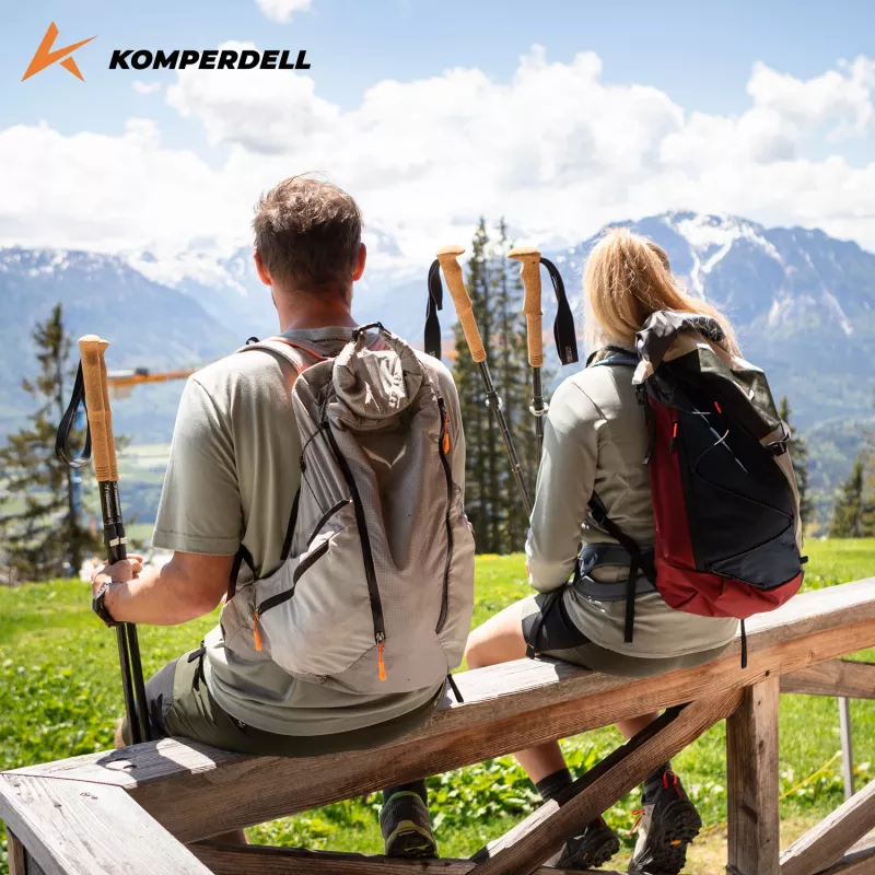 Bastones de trekking Komperdell FX Lite Carbon Vario Summit Compact - Titanio