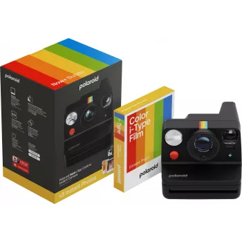 Polaroid Everything Box Now+ Gen 3 negro cámara instantánea set con 2x Color 600 película doble pack