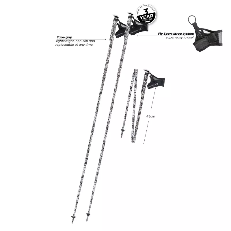 Bastones de running Komperdell FXP Carbon The Erlkonig 130 cm, Negro/Blanco