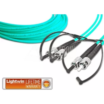 Lightwin LDP-50 ST-ST 3.0 OM3 cable de parcheo de fibra óptica multimodo dúplex, ST a ST, OM3, 3 m, aqua