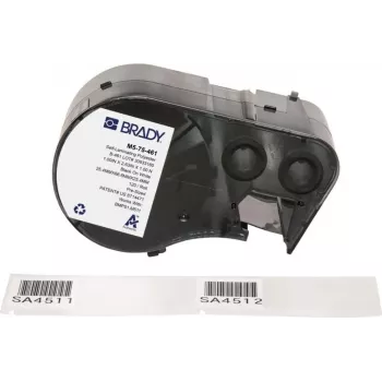 Brady M5-75-461 rollo de etiqueta de poliéster autolaminada, negro sobre blanco/transparente, 25,40 x 66,68 mm, adhesivo permanente, 120 etiquetas