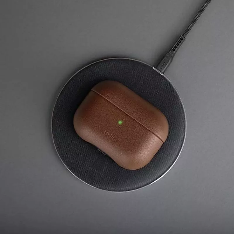 UNIQ Terra funda de piel auténtica para Apple AirPods Pro – verde oliva