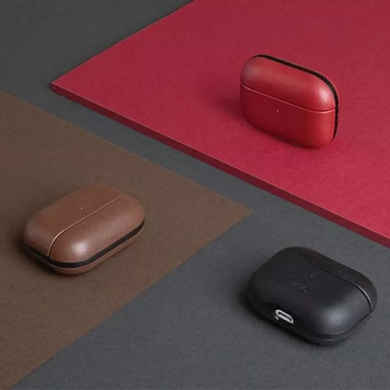 UNIQ Terra funda de piel auténtica para Apple AirPods Pro – verde oliva