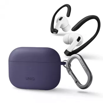 UNIQ Nexo funda de silicona con ganchos para las orejas para Apple AirPods Pro 2.ª generación (2022/2023) - violeta higo