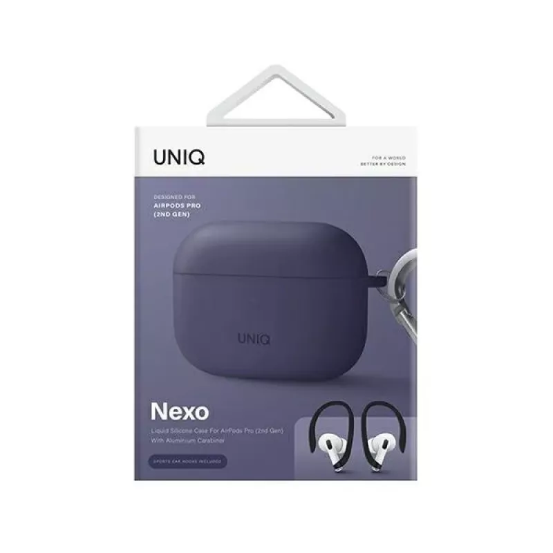 UNIQ Nexo funda de silicona con ganchos para las orejas para Apple AirPods Pro 2.ª generación (2022/2023) - violeta higo