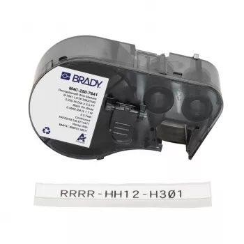 Brady M4C-250-7641 marcadores de cables de vinilo autolaminantes para BMP51/BMP53, 38,1 mm x 19,05 mm, blanco/transparente, rollo de 6,4 m