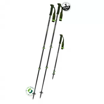 Komperdell Carbon EVO Zero bastones de trekking telescópicos, caña de carbono con tramo inferior de titanal, Powerlock 3.0, empuñadura Trek Foam 150, roseta Vario