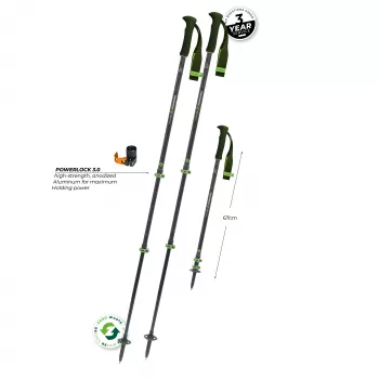 Komperdell Carbon EVO Zero bastones de trekking telescópicos, caña de carbono con tramo inferior de titanal, Powerlock 3.0, empuñadura Trek Foam 150, roseta Vario