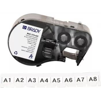 Brady M4C-375-422 cartucho de etiquetas de vinilo autolaminado para impresoras BMP41/BMP51/BMP53/M511, blanco, 25,4 mm x 6,4 m