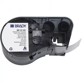 BRADY BMP51/BMP53/M511 cartucho de etiquetas de vinilo autolaminado, blanco/translúcido, 25,4 mm x 25,4 mm, 250 etiquetas