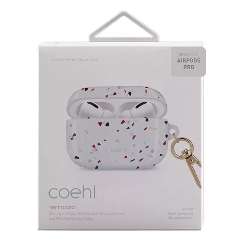 UNIQ Coehl Terrazzo Funda para Apple AirPods Pro - Blanco Natural