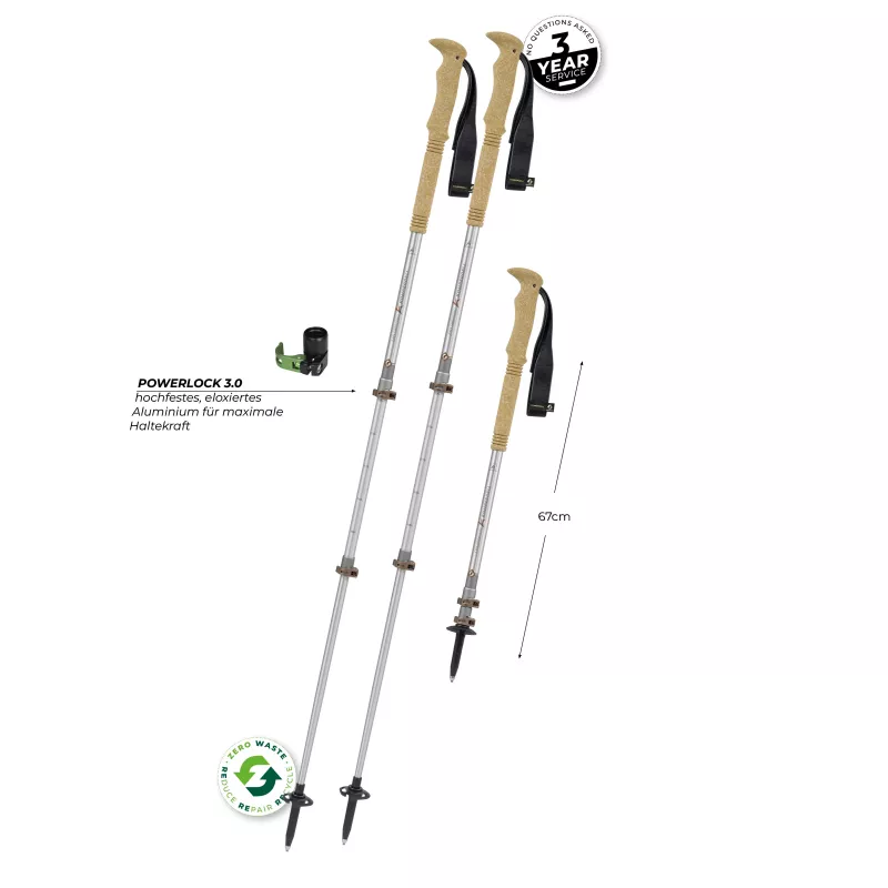 Bastones de trekking de corcho Komperdell Explorer Zero, Marrón