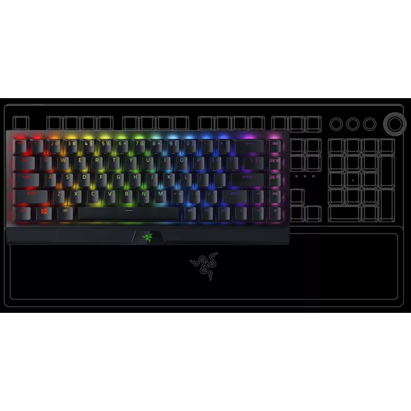 Teclado gaming mecánico inalámbrico Razer BlackWidow V3 Mini HyperSpeed 65% - Razer Yellow Switches, Chroma RGB, Bluetooth 5.0, USB-C, negro