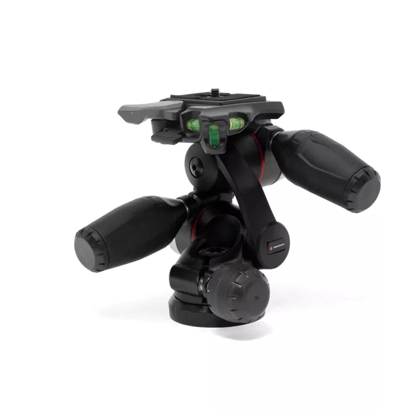 Manfrotto MHXPRO-3WX rótula de 3 vías con manivelas retráctiles, aluminio, capacidad de carga 8 kg, placa de liberación rápida 200PL-14, negro