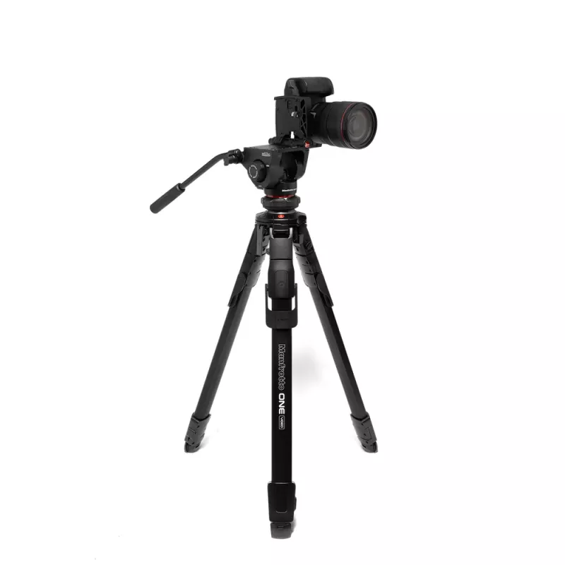 Manfrotto MKONEVA-500X trípode híbrido foto-vídeo con rótula fluida, patas de aluminio de 5 secciones, cierres de palanca, columna rápida, bolsa de transporte