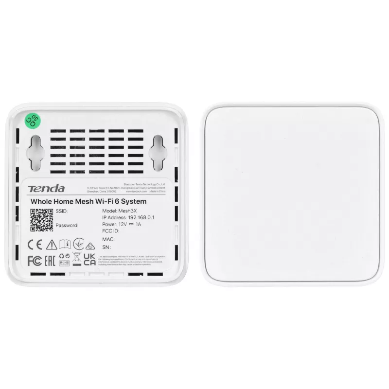 Tenda MX3 (pack de 2) sistema Wi-Fi 6 mesh para todo el hogar AX1500, doble banda, 2 puertos Gigabit por unidad, blanco