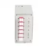 EFB caja de distribución de fibra óptica para carril DIN OM4, 12x pigtail LC, 6x conector hembra LC dúplex, gris claro