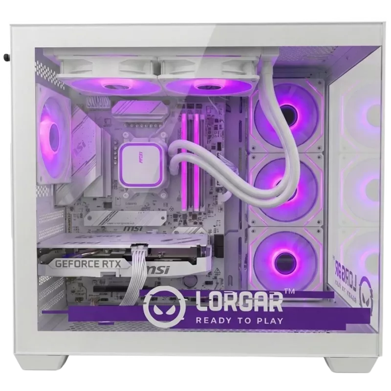 LORGAR ADVANCED A201 PC gaming - AMD Ryzen 5 7500F, GeForce RTX 5060 Ti 16GB, 32GB DDR5, 1TB NVMe SSD, fuente de alimentación 750W, blanco