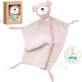 Peluche osito de peluche de algodón Momcozy para bebés, rosa