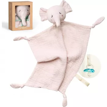 Peluche de tela de algodón para bebés Momcozy elefante, rosa