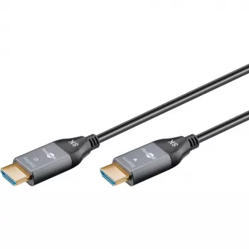 GOOBAY Cable HDMI Optical Hybrid Ultra High-Speed (AOC) 8K / 60Hz - 20m, 48 Gbit/s, Negro/Gris