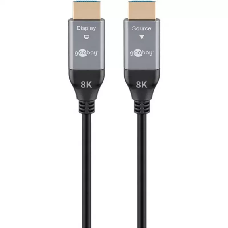 GOOBAY Cable HDMI Optical Hybrid Ultra High-Speed (AOC) 8K / 60Hz - 20m, 48 Gbit/s, Negro/Gris