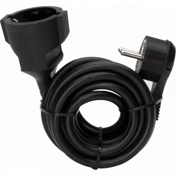 KOPP 143705086 alargador con conector macho schuko plano a conector hembra schuko, 5 m, negro