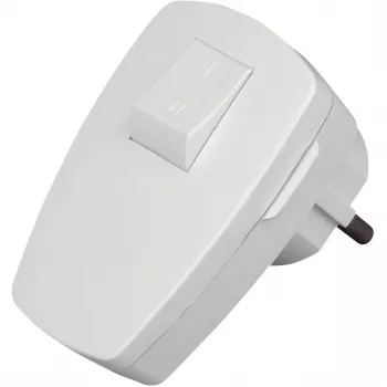 Kopp conector macho schuko en ángulo con interruptor, blanco, 16 A, IP20