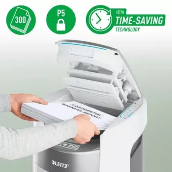 Leitz IQ Optimax AutoFeed 300 Destructora de papel, P-5, 300 hojas, depósito de 25 L