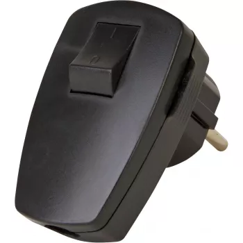 Clavija de seguridad de plástico Kopp con interruptor basculante, negro, 16 A, 250 V, 3 x 1,5 mm²