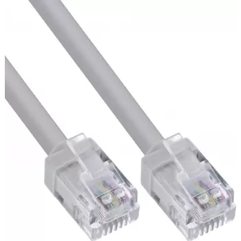 Cable redondo modular InLine® RJ12, conector macho-conector macho, 6 hilos, 6P6C, 5 m, gris