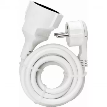 Alargador KOPP ELEKTROTECHNIK con clavija angular ultrafina, Schuko a Schuko, blanco, 3 m