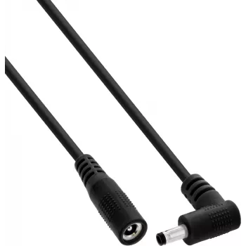 Cable de extensión DC InLine®, conector acodado, 4,0 x 1,7 mm, negro, 5 m